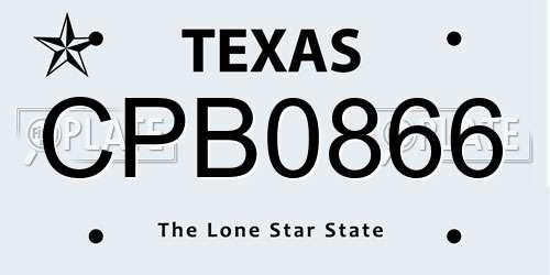 CPB0866 Texas License Plate