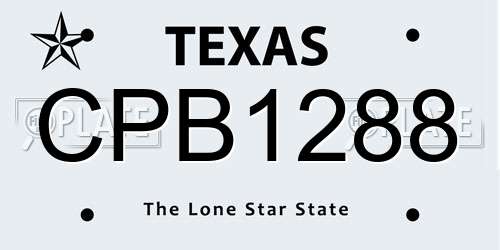 CPB1288 Texas License Plate