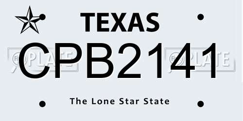 CPB2141 Texas License Plate