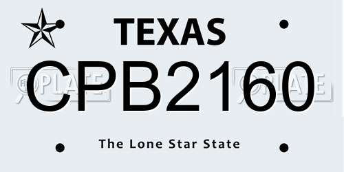 CPB2160 Texas License Plate
