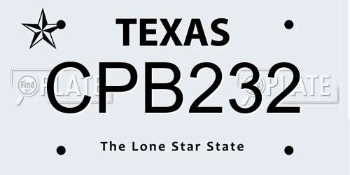 CPB232 Texas License Plate