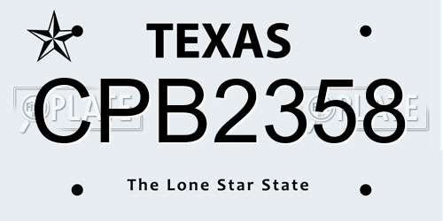 CPB2358 Texas License Plate