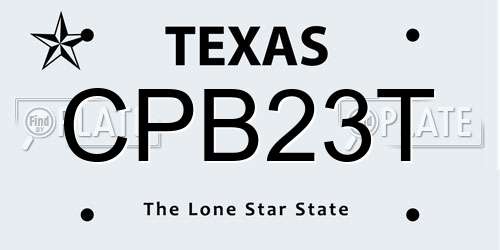 CPB23T Texas License Plate