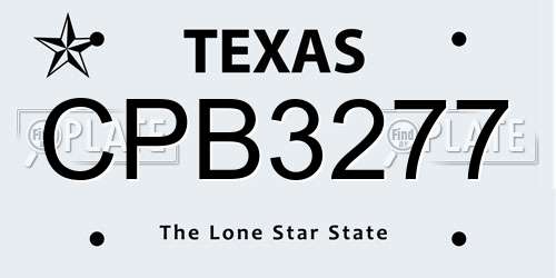 CPB3277 Texas License Plate