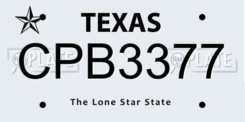 CPB3377 Texas License Plate