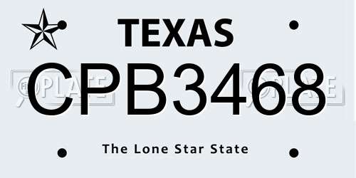 CPB3468 Texas License Plate