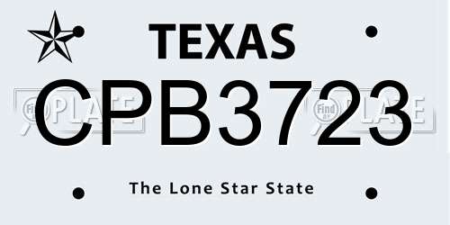 CPB3723 Texas License Plate