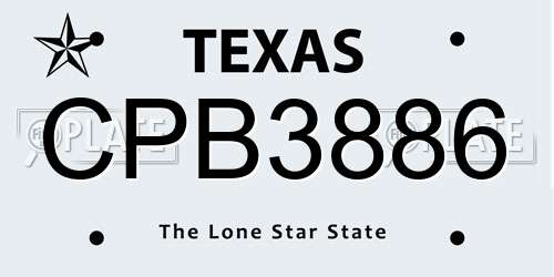CPB3886 Texas License Plate