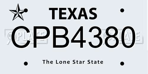 CPB4380 Texas License Plate