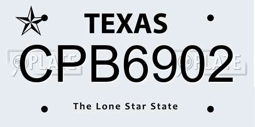 CPB6902 Texas License Plate