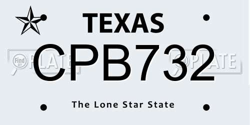 CPB732 Texas License Plate