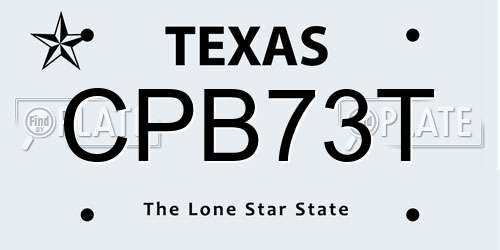 CPB73T Texas License Plate