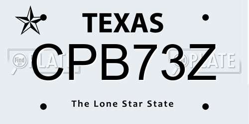 CPB73Z Texas License Plate