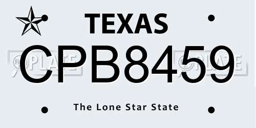 CPB8459 Texas License Plate