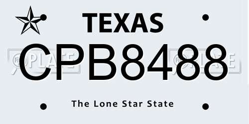 CPB8488 Texas License Plate