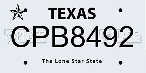 CPB8492 Texas License Plate