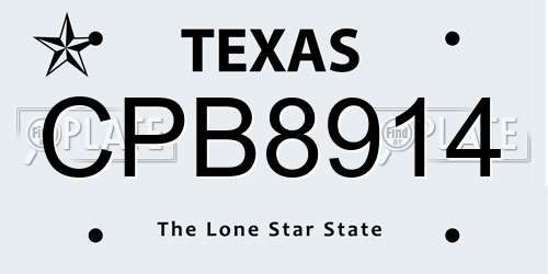 CPB8914 Texas License Plate