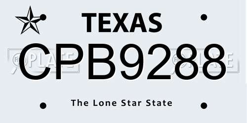 CPB9288 Texas License Plate