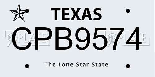 CPB9574 Texas License Plate