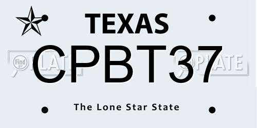 CPBT37 Texas License Plate