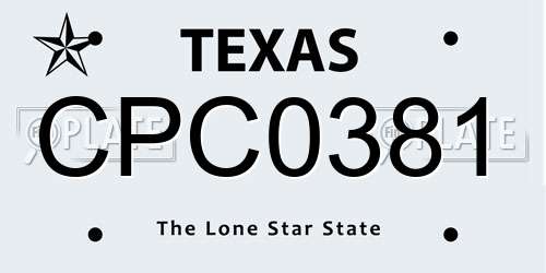 CPC0381 Texas License Plate