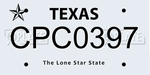 CPC0397 Texas License Plate
