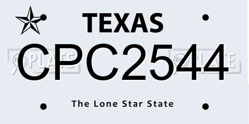 CPC2544 Texas License Plate