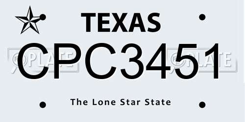 CPC3451 Texas License Plate