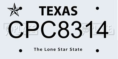 CPC8314 Texas License Plate