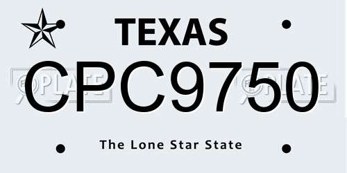 CPC9750 Texas License Plate