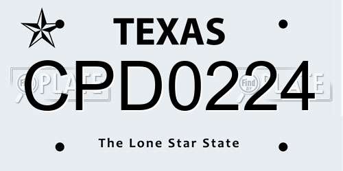 CPD0224 Texas License Plate