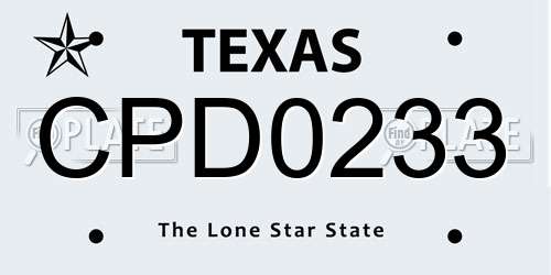CPD0233 Texas License Plate