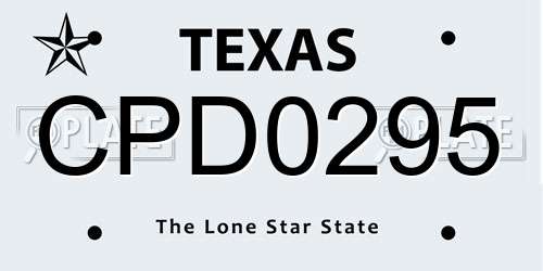 CPD0295 Texas License Plate