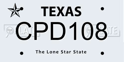 CPD108 Texas License Plate