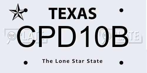 CPD10B Texas License Plate