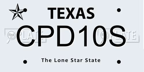 CPD10S Texas License Plate