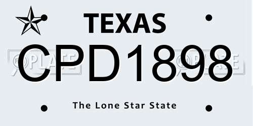 CPD1898 Texas License Plate