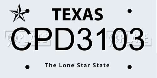 CPD3103 Texas License Plate