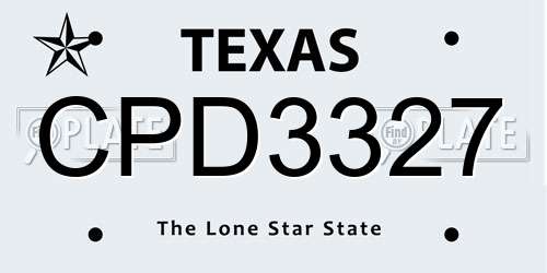 CPD3327 Texas License Plate