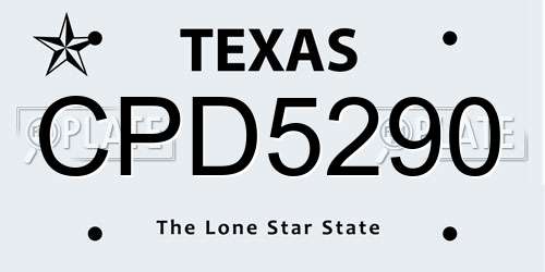 CPD5290 Texas License Plate