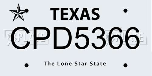 CPD5366 Texas License Plate