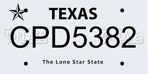CPD5382 Texas License Plate