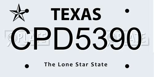 CPD5390 Texas License Plate