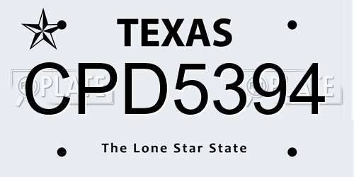 CPD5394 Texas License Plate