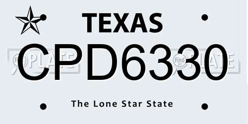 CPD6330 Texas License Plate