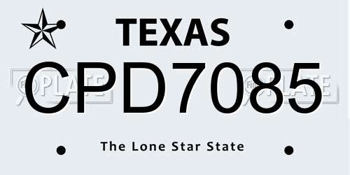 CPD7085 Texas License Plate