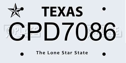 CPD7086 Texas License Plate