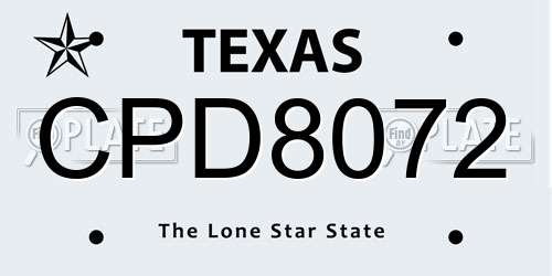 CPD8072 Texas License Plate