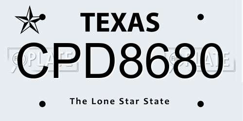 CPD8680 Texas License Plate