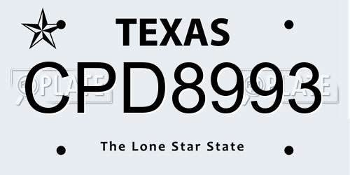 CPD8993 Texas License Plate